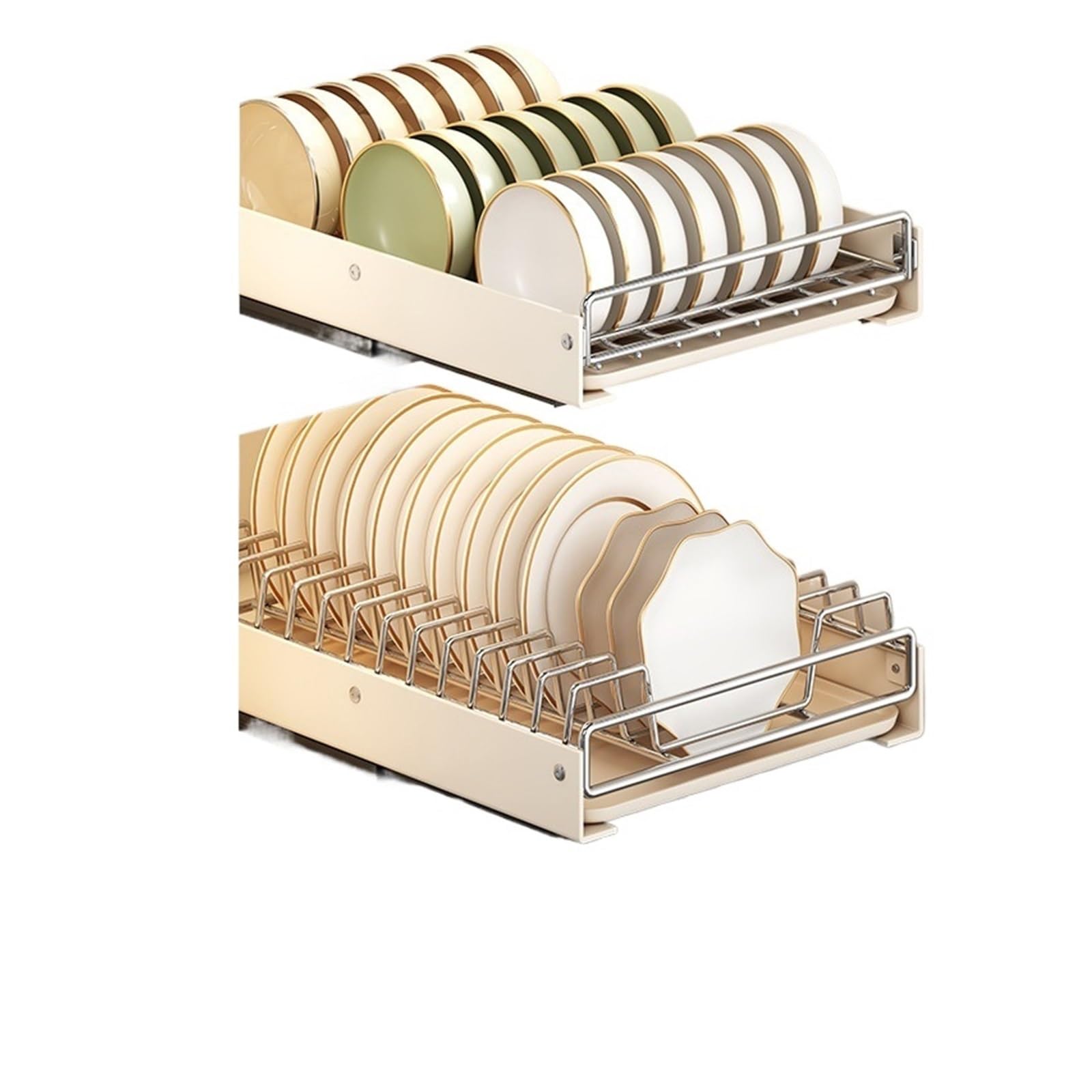 ZQFHSX Expandable Stainless Steel Dish Rack & Under-Sink nizer – 2-Tier Space-Saving Storage Shelf for Bowl nization Kitchen Drawer Solution Clutter-Free Living