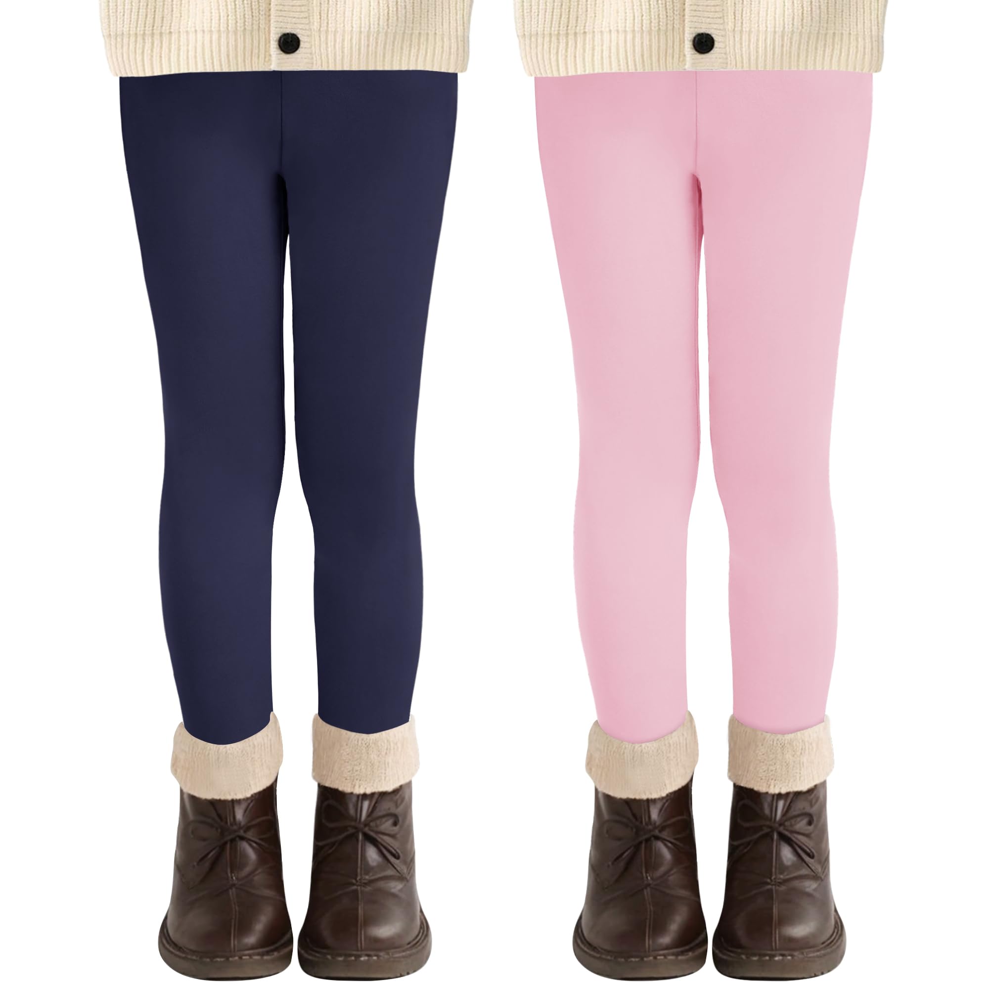 AMIYOYO Leggings Mädchen 2 Pack Leggings Kinder Sport Leggings für Mädchen Elastizität Sporthose Kinder Fitness Hosen Gymnastikhose Bequem Warm Tanzhose Basic für Girls