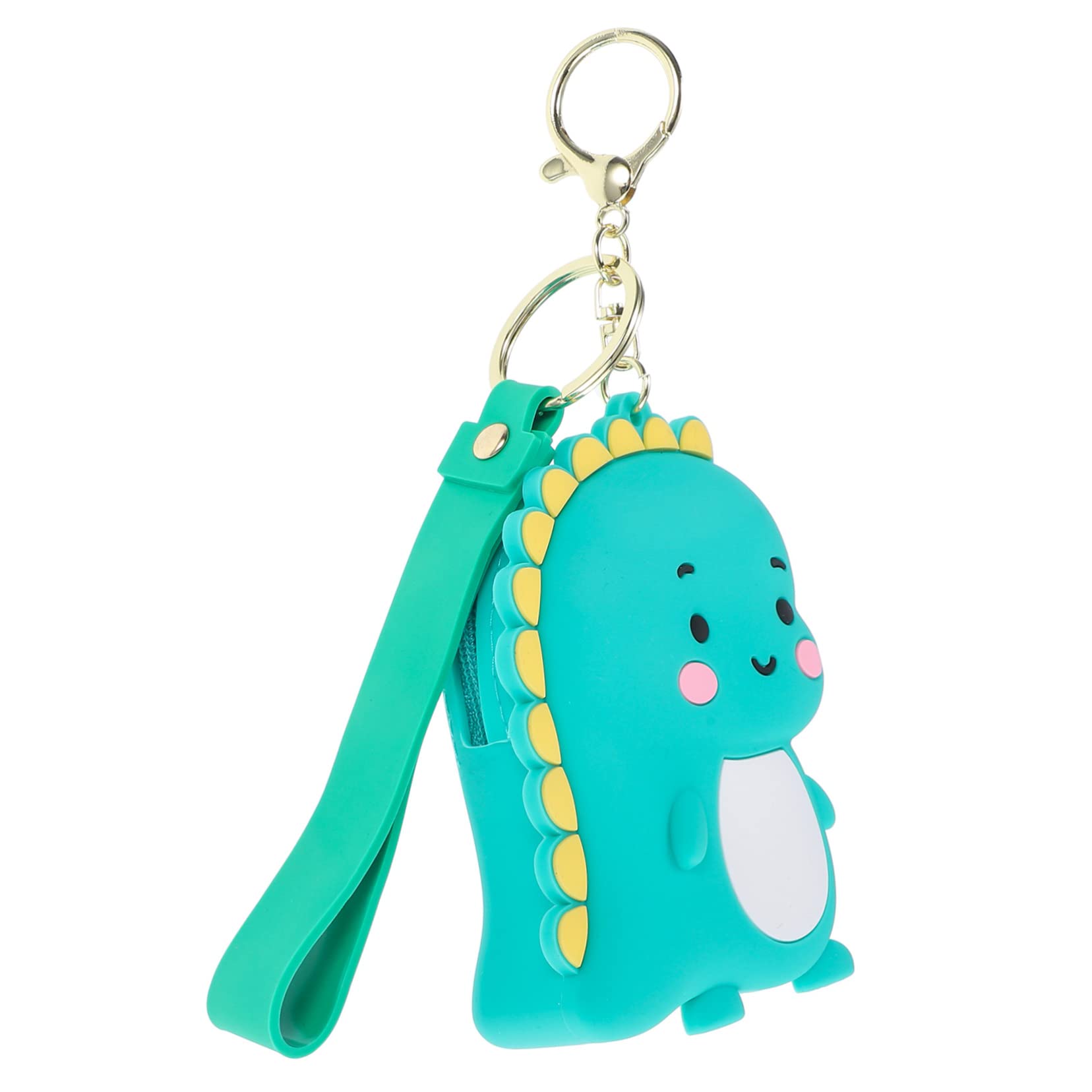 WRITWAA Small Dinosaur Keychain Coin Purse Silicone Zippered Pouch Cute Hanging Ornament for Keys Earbuds and Small Essentials Kids Teens