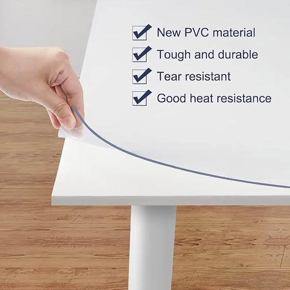 PVC Table Protector Table Cover/Protector Transparent 2mm Thickness Table Cloth Waterproof Clear Plastic PVC Soft Glass Table Cover Protector, 50x190cm/1.65x6.27ft
