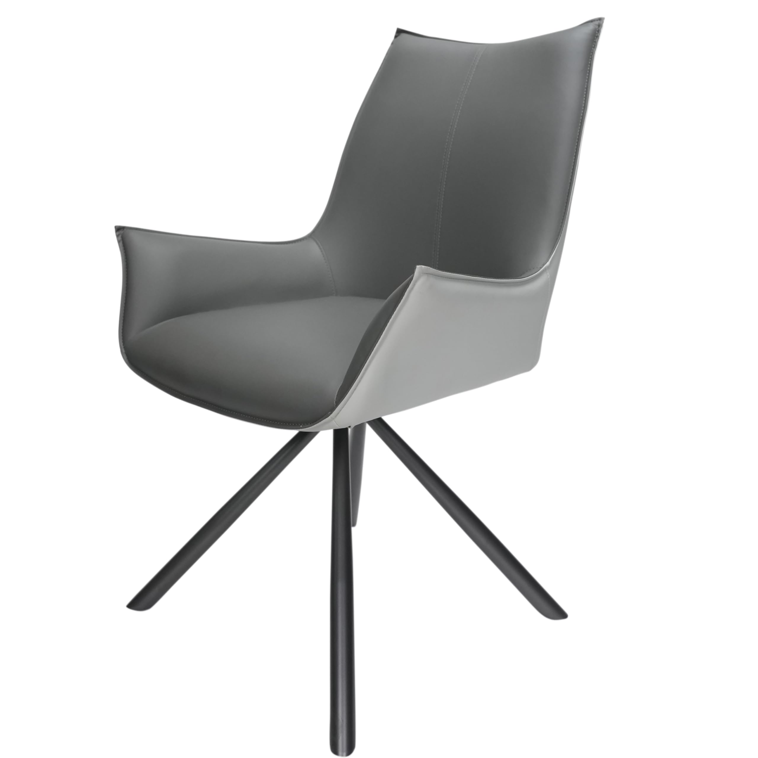 EPICASA Berlin Living Dining Chair | PU Leather Upholstered Seat with Armrest | Sturdy Metal Legs | Comfortable & Durable | Modern Chair for Dining Room & Living Room | Grey 3