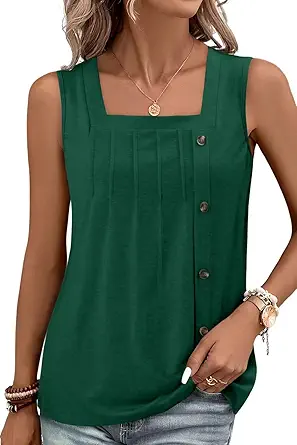KISSMODA Womens Boho Tops for Summer Sleeveless Tanks Loose Fit Casual Blouse Daily Shirts for Leggings (S-3XL)
