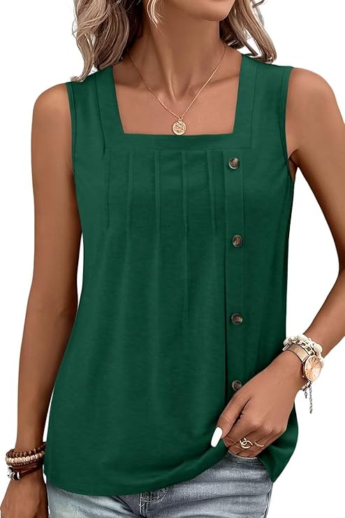 KISSMODA Womens Boho Tops for Summer Sleeveless Tanks Loose Fit Casual Blouse Daily Shirts for Leggings (S-3XL)