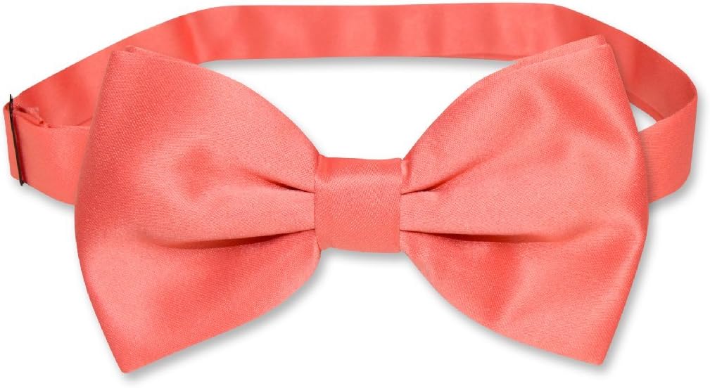 Vesuvio Napoli Men's Dress Vest & BowTie Solid CORAL PINK Color Bow Tie Set for Suit or Tuxedo - Image 3
