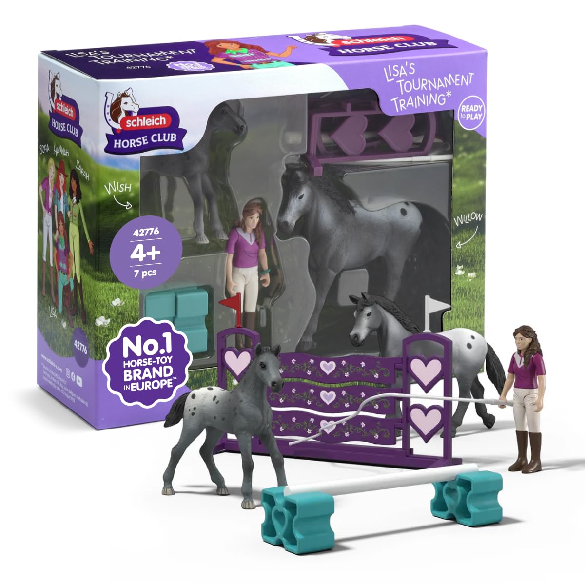 schleich Horse Club | Lisa's Tournament Training 42776 | Set Including Horse, Foal, Movable Figure Lisa, Obstacles & Riding Accessories | Horse Toy for Girls and Boys from 5 Years | 7 Pieces