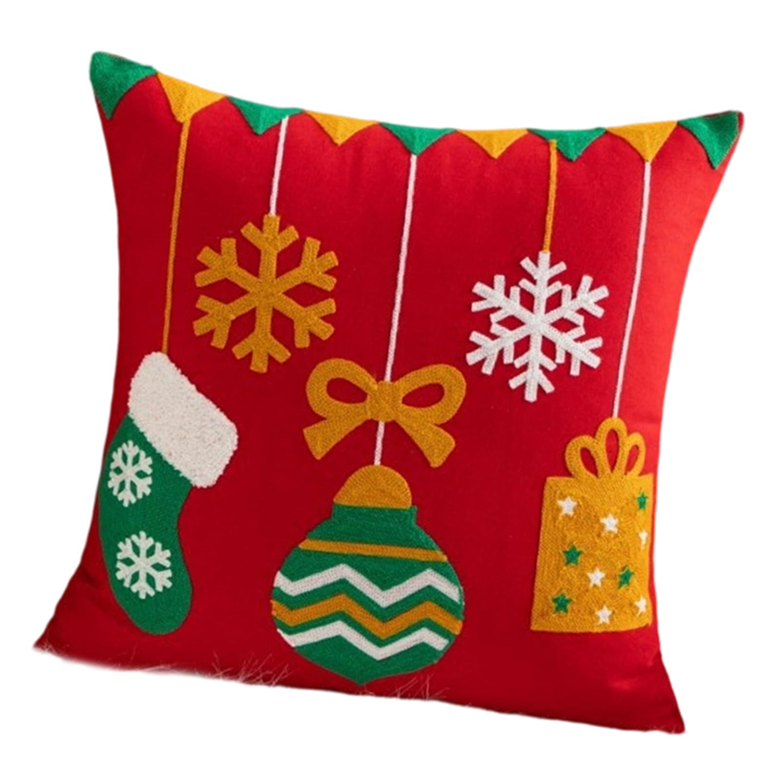 Kalttoy Holiday Embroidered Santa Pillow Cover Canvas Christmas Decor Zippered Cushion Case Festive Home Throw Accent Christmas Santa Pillow Cover