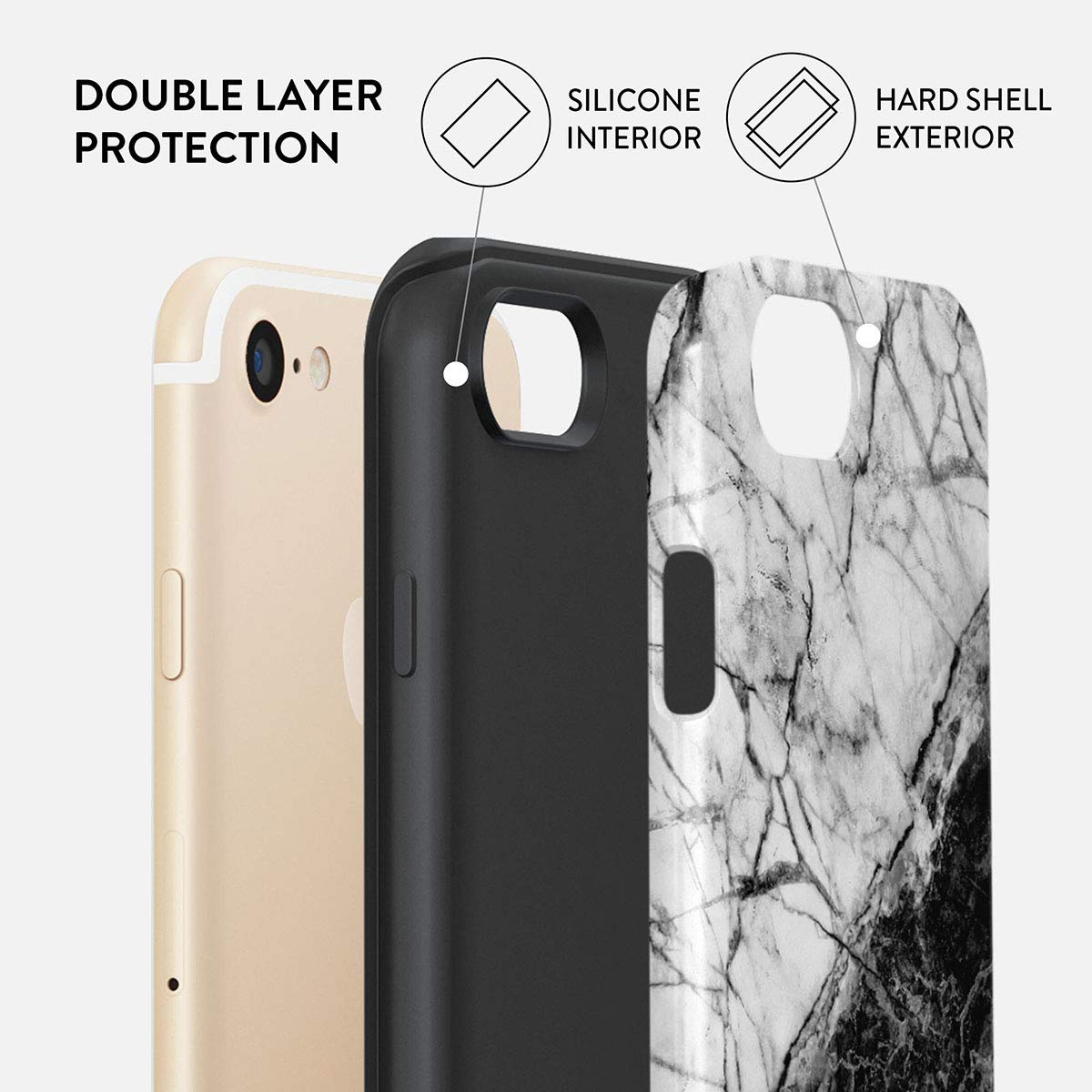 BURGA 大理石風ハードケース BURGA】高級感ゴールド 大理石調 マーブル スマホiPhoneケース (BURGA