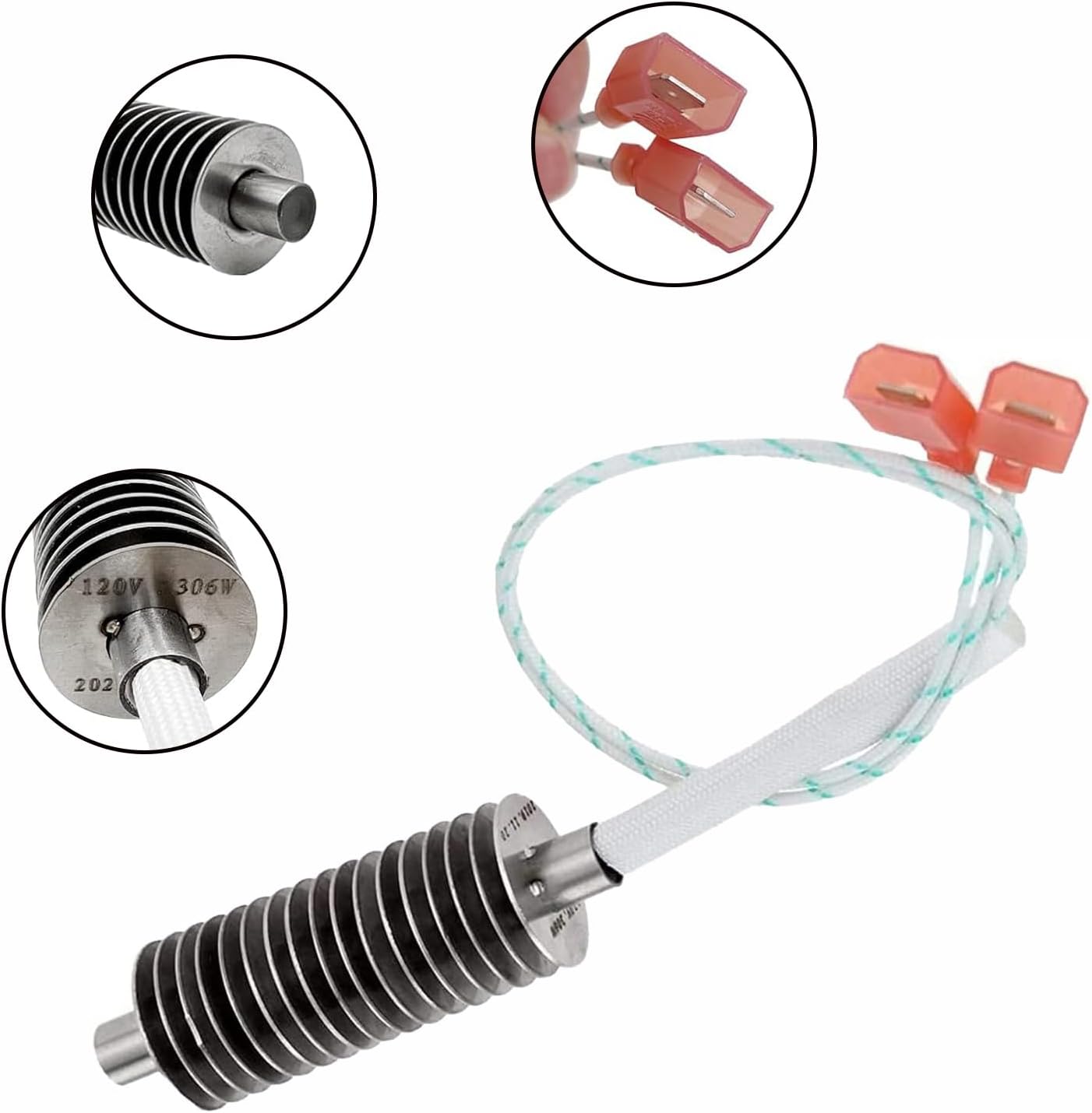 Pellet Stove Igniter Parts Replacement 120V 306W Replaces 3-20-677200, 3-20-06783, 1-10-06620, Easy to Use