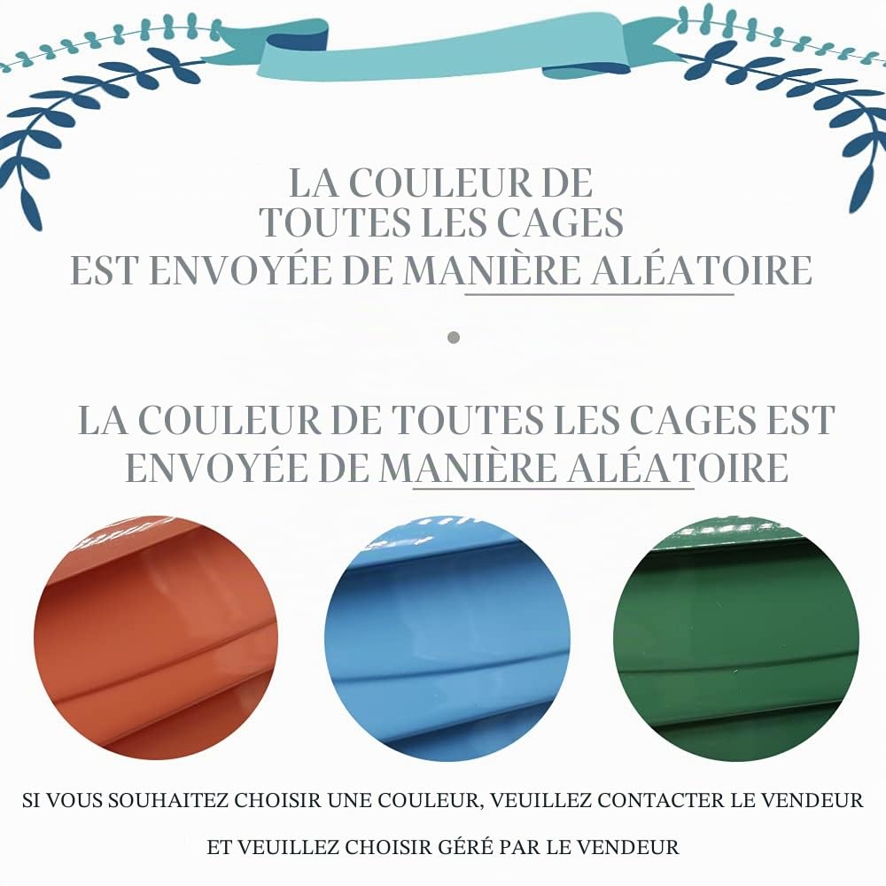 BPS Cage pour Oiseaux avec Mangeoire, Abreuvoir, Balançoire et Perchoir, Couleur Aléatoire 34x23,5x36 cm BPS-1273