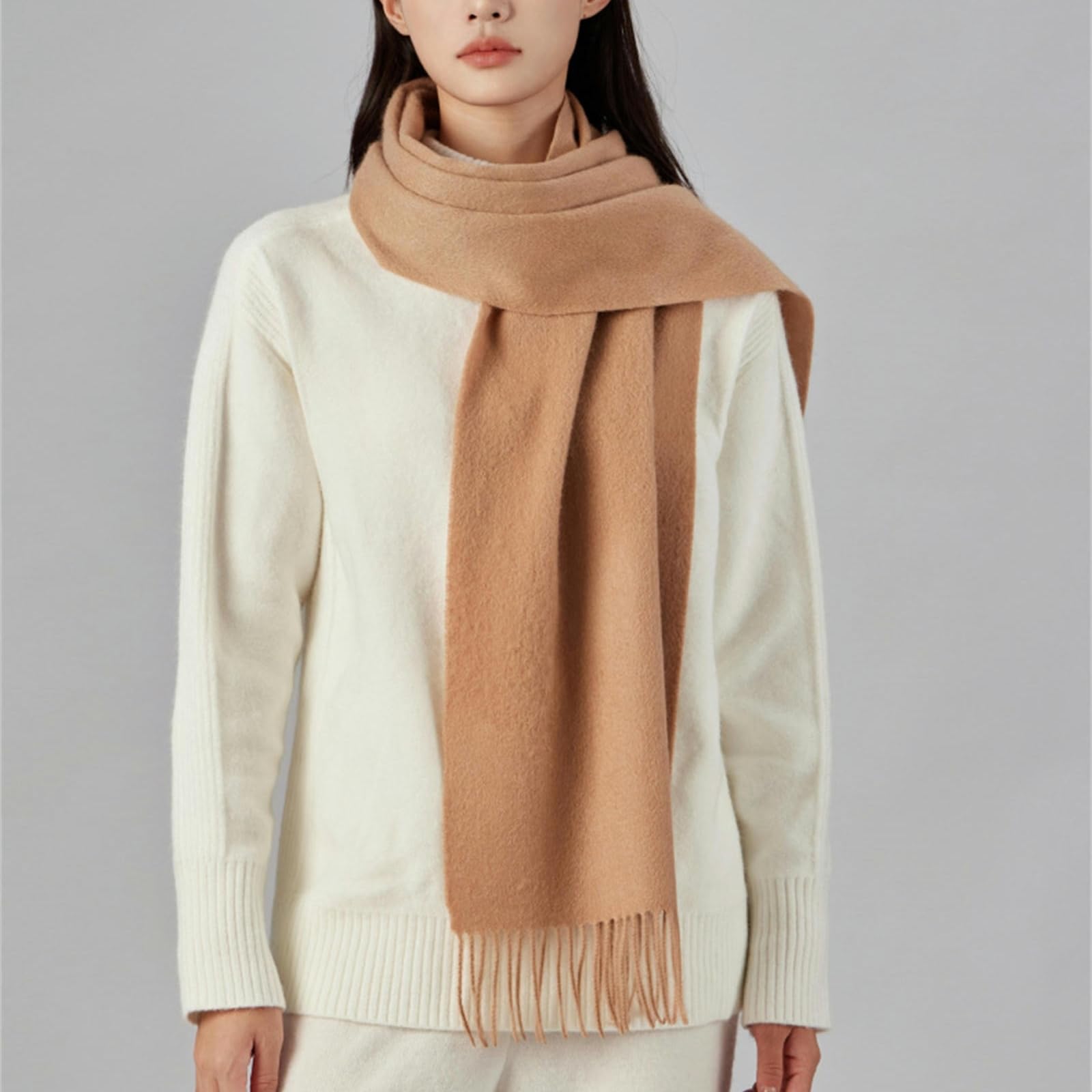 Schal Für Damen Winter Frau Form Wollschal Mode, Einfache Und Grundlegende Dicke Blase Shows-olivengrün-180 * 30 cm