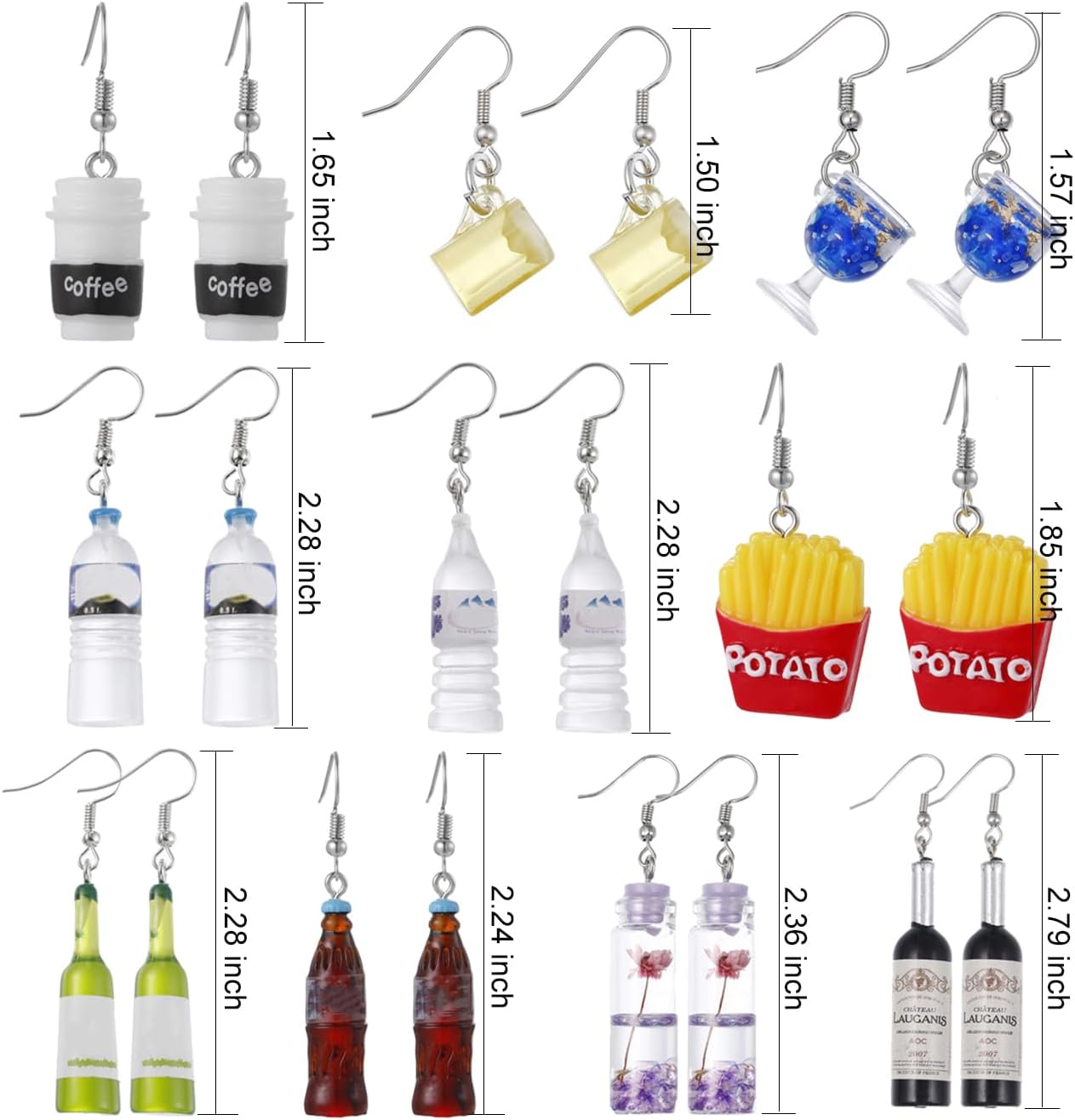 Mixed Acrylic Bottle Earrings Set, Funny Statement Dangle Drop Resin Water Bottle Pendant Earrings, Fashion Unique Personalized Bohemian Hoop Earring Jewelry Gift for Women - Image 2