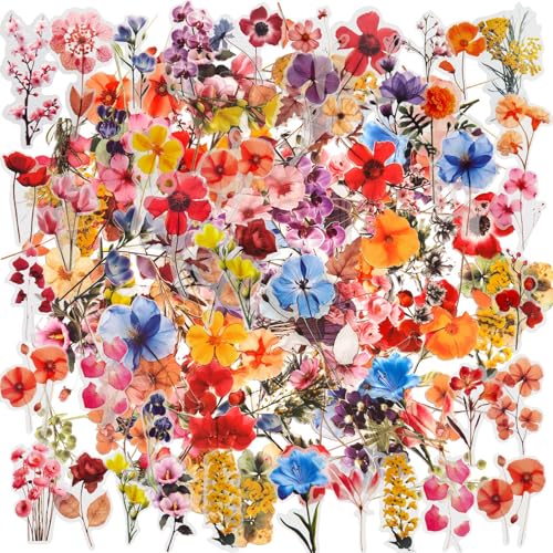 BelleFlair 100 Pièces d'Autocollants Fleur, Stickers Imperméables pour Scrapbooking, Accessoires de Journal, Set de Stickers Décoratifs pour Ordinateur...