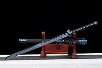 Vista 9 de Espada china de acero de alto carbono SJ SHI JIAN dinastía Tang Dao hoja recta con patrón de dragón funda