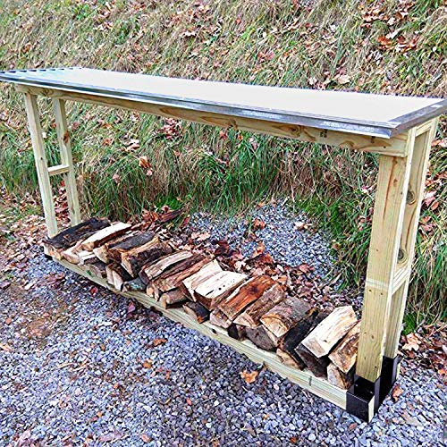 Outdoor Firewood Log Rack Bracket Kit, Fireplace Wood Storage Holder - Adjustable to Any Length (2-Bracket Kit)