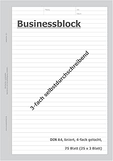 europrotokoll Linien-Durchschreibeblock, 3-fach selbstdurchschreibend, DIN A4, weiß, liniert