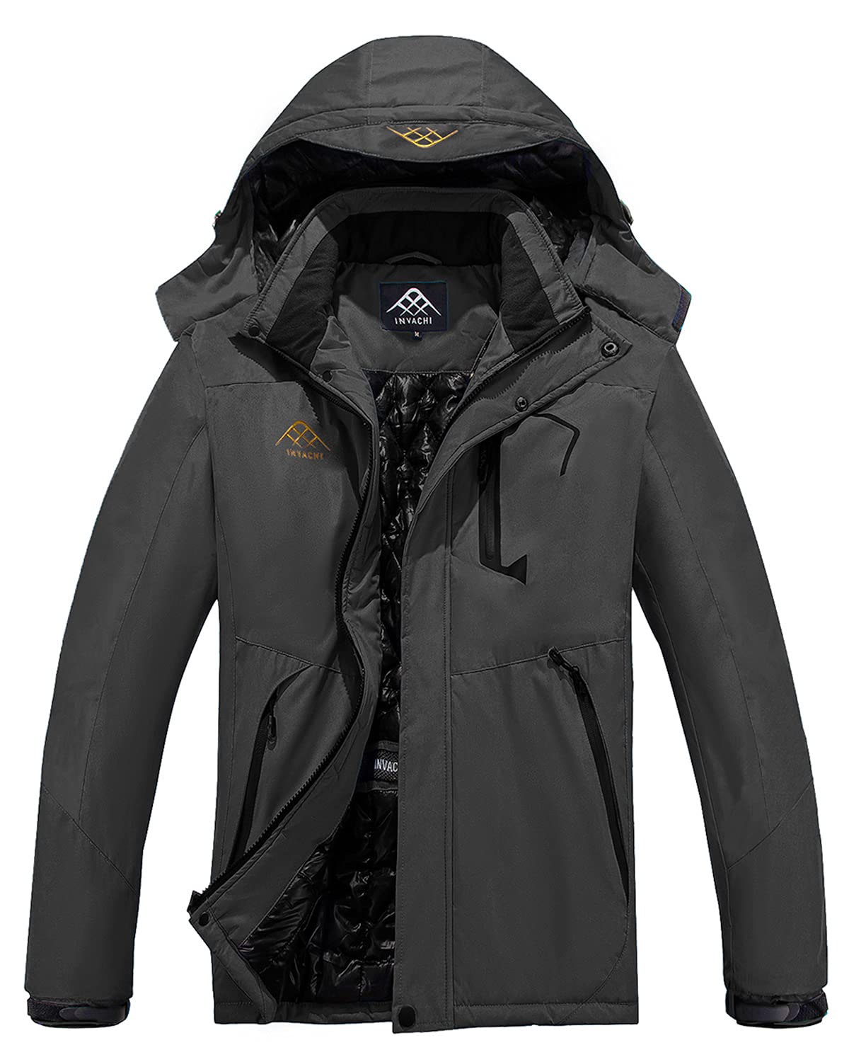 INVACHI Men's Waterproof Ski Jacket Snowboarding Windproof Warm Winter Hooded Mountain Snow Coat