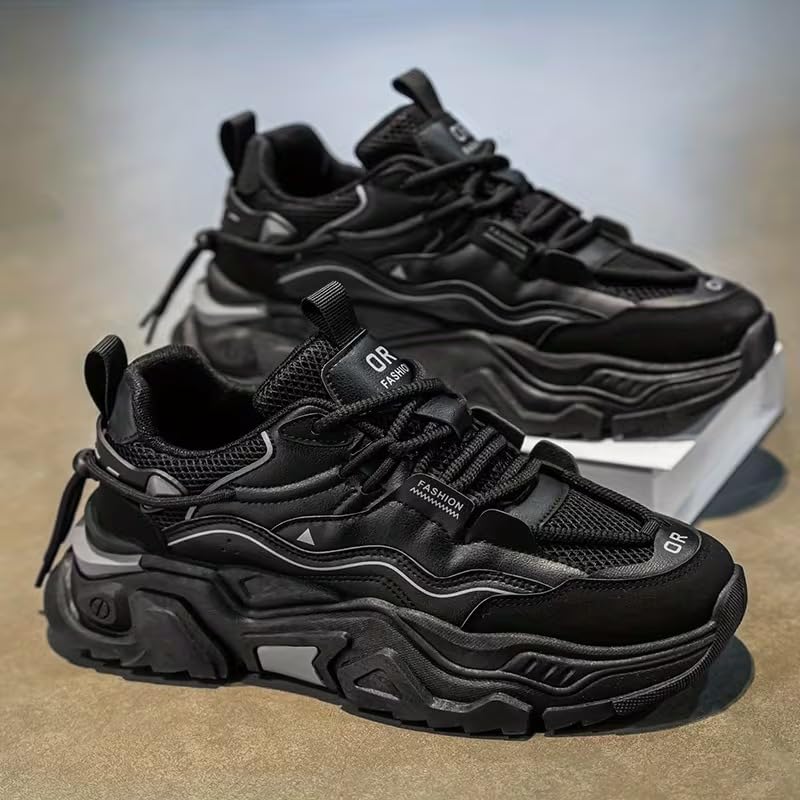 Image of Cruiser Men's Chunky Sneakers| Streetwear Fashion Shoes| Trendy & Stylish Lace Up Casual Sneakers | Durable Lightweight Comfortable Sports Running Walking Shoes, Cushioned Thick Insole Sneakers(2659)