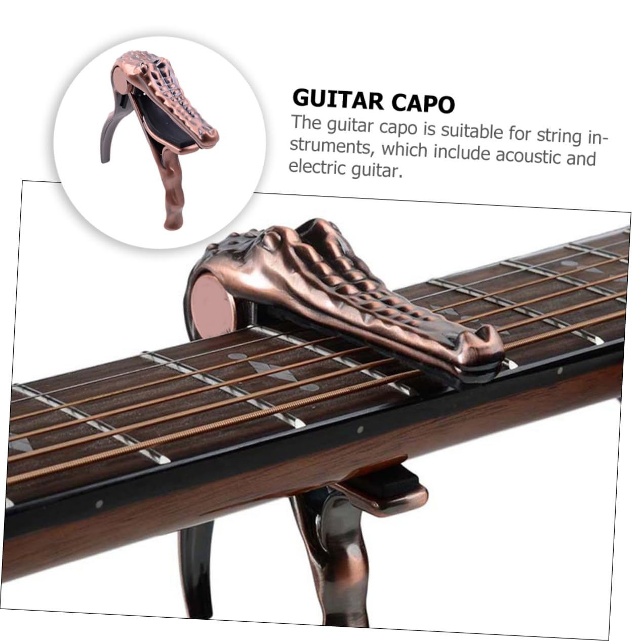 BESTonZON 2piezas Cejilla De Guitarra Metálica Diseño De Cocodrilo Capo Portátil Para Guitarra Eléctrica y Acústica Accesorio Práctico Para Afinación Rápida y Efectiva