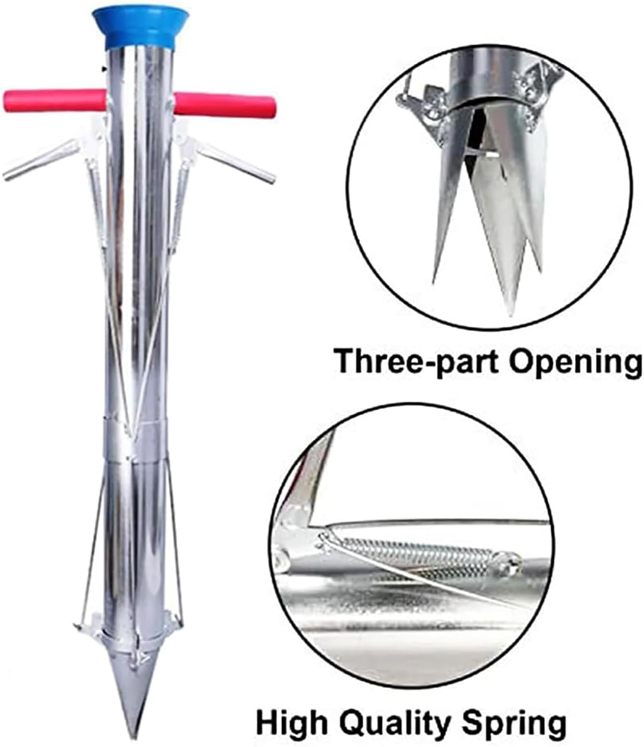 Long Handle Bulb Planter Tool Set - Durable 304 Stainless Steel, Dual Handle for Easy Soil Pushing, Ideal for Transplanting Flowers and Seedlings