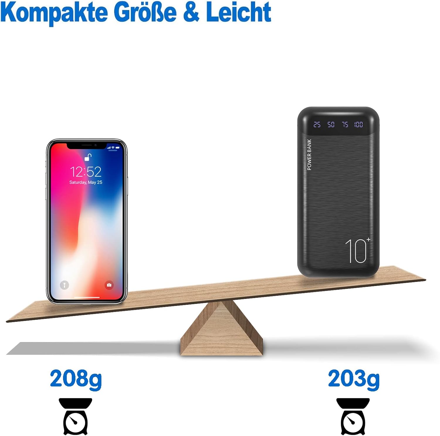 Power Bank 10000mAh Caricabatterie Portatile Batteria Esterna con 2 Uscite USB 2.4 A e Ingresso USB C Compatibile con Huawei iPhone 12 11 X iPad Samsung Galaxy S20 Tablet Android Plus (Nero) - Immagine 4