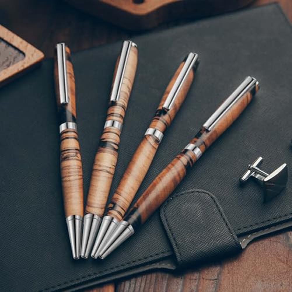 Kit de 10 bolígrafos para torneado de madera de 7 mm, kit de giro delgado con suministros de torneado de torno de repuesto, color plateado