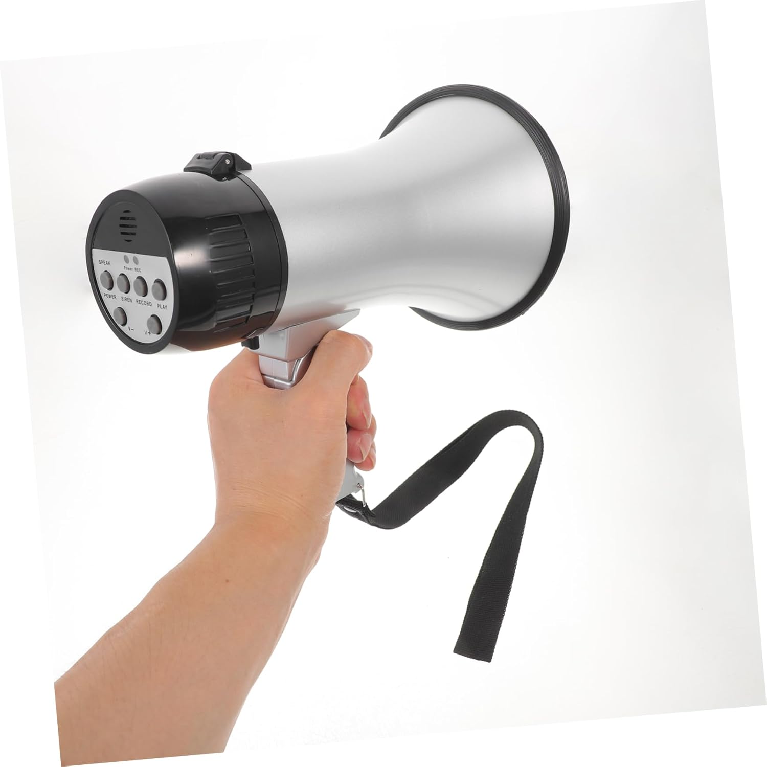 Mipcase 25w Convenient Handheld Megaphone Second Recording for Cheerleading and Emergency Use Lightweight Bullhorn Speaker for Events Silver Requires Aa Batteries