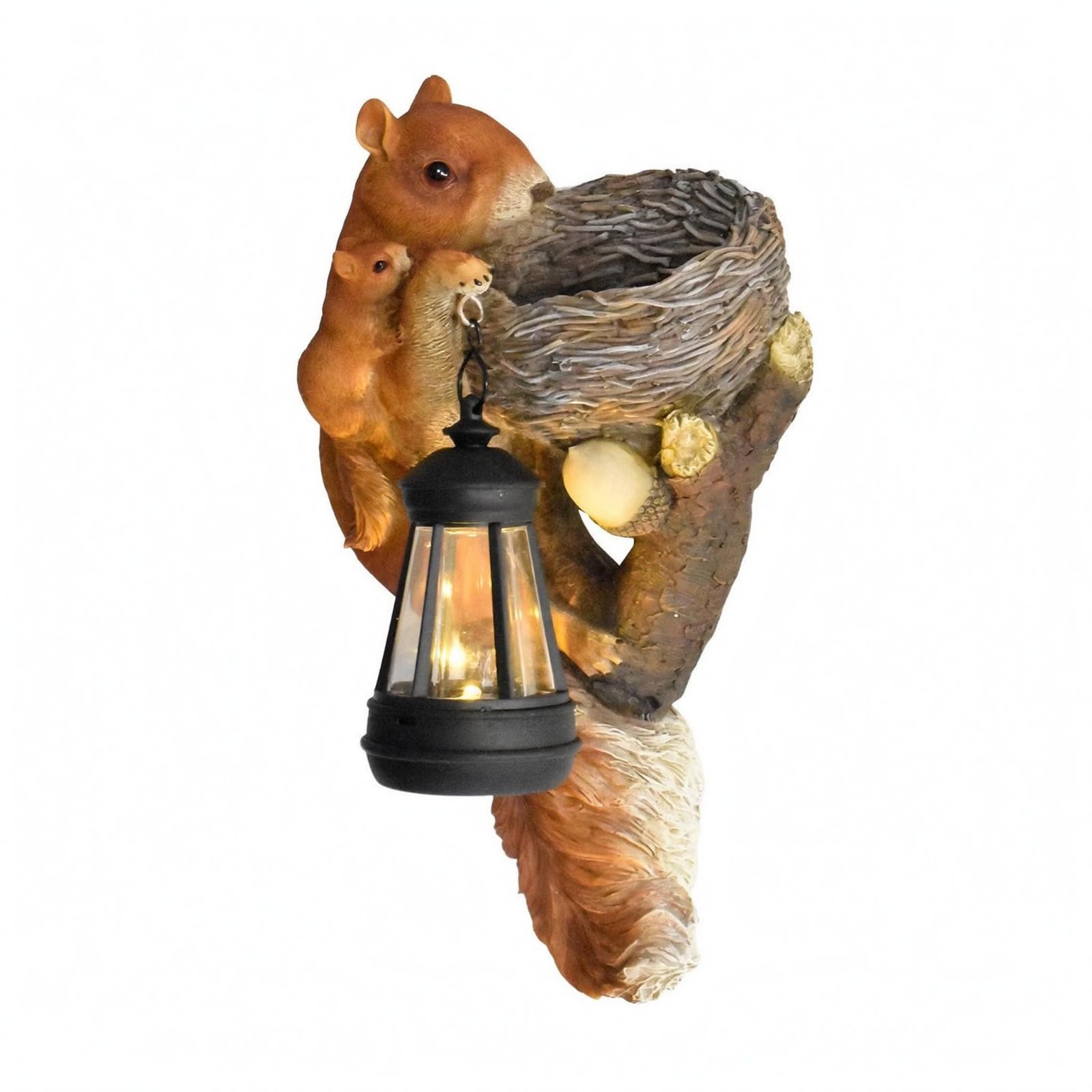 Wood-Like Squirrel Basket Light Decorative Squirrel Lantern Light Yellow Radiance Outdoor Decor, Squirrel with Basket | Squirrels | Farm & Countryside | Animals-image-28