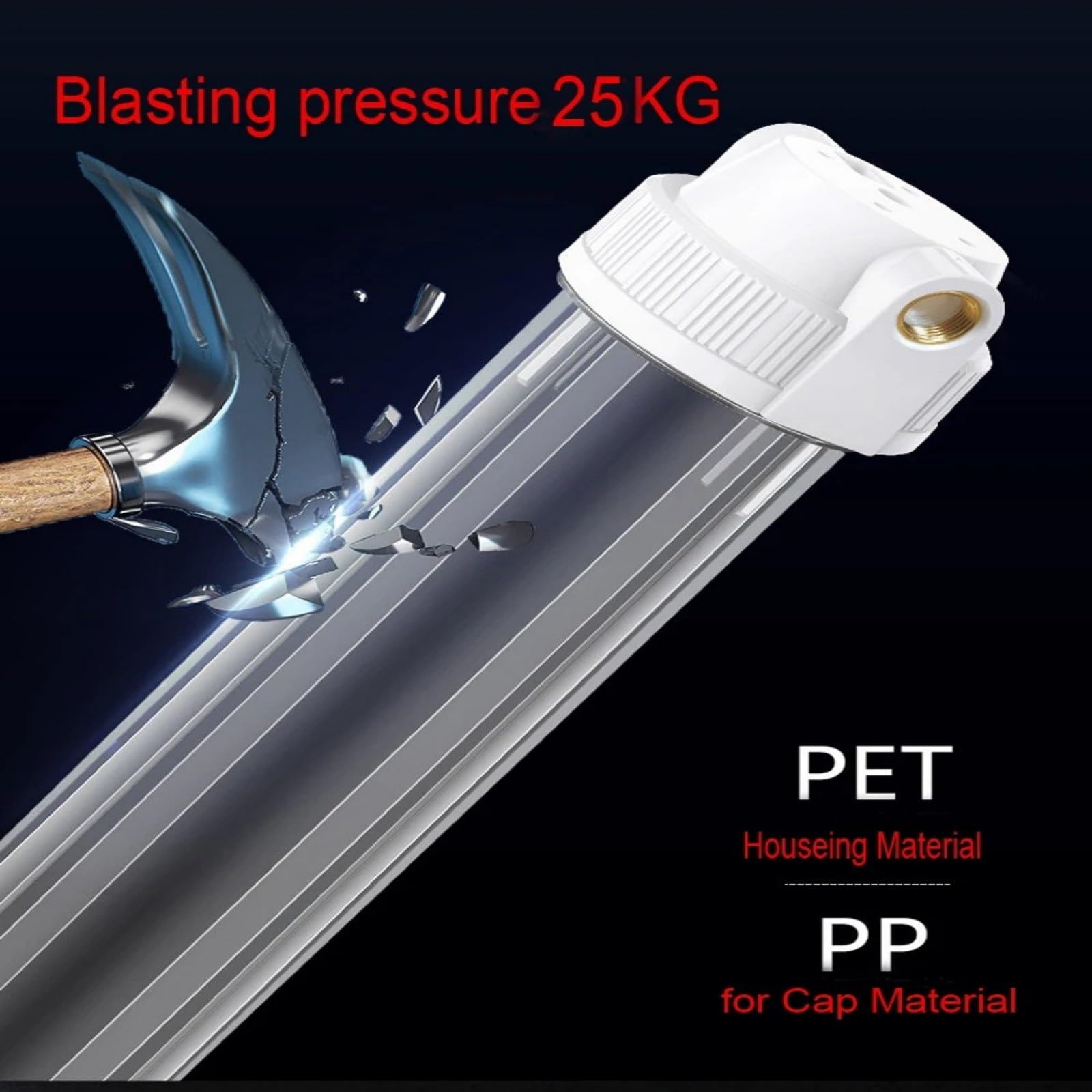 Accessori per filtri, Alloggiamento for filtro acqua trasparente da 20 pollici con connettore in rame 1/2,3/4, prefiltro a grande portata per bagno, cucina(DN20)