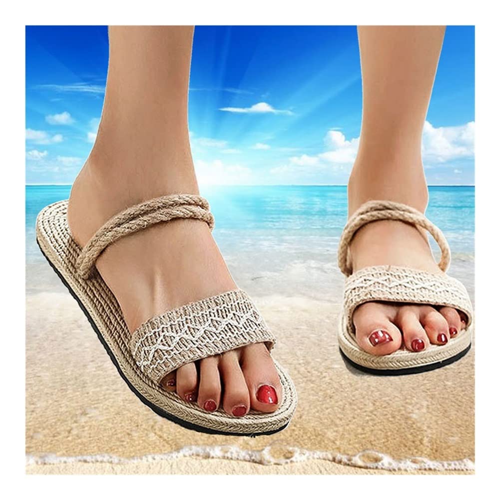 Fayee Women Slide Sandals, Summer Flat Bottom Casual Beach Slippers Shoes, for Summer (Color : 1 double/A, Size : EU:37/US:7.5)