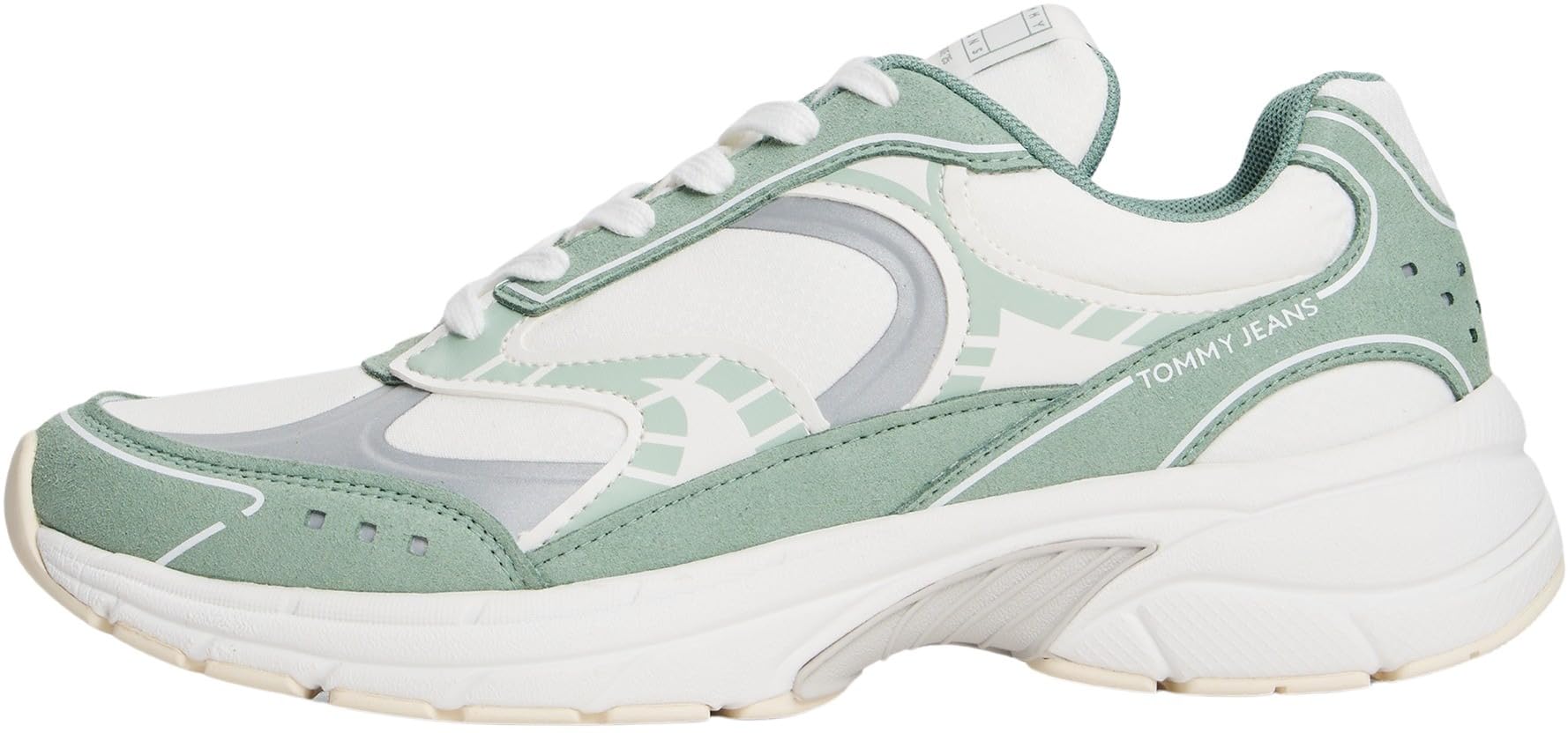 Tommy Jeans Women’s Archive ‘25 Chunky Runner Trainers, Multicolor (Ecru/Dusty Fern), 3.5