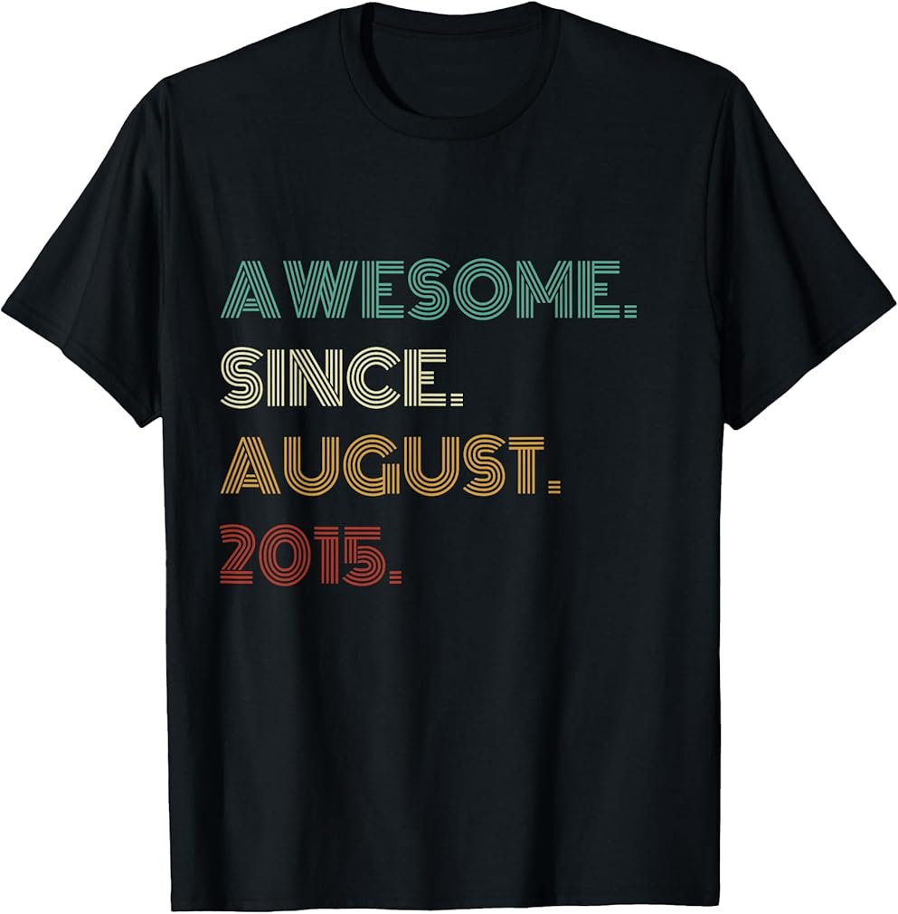 11 Years Old Awesome Since August 2015 11th Birthday T-Shirt