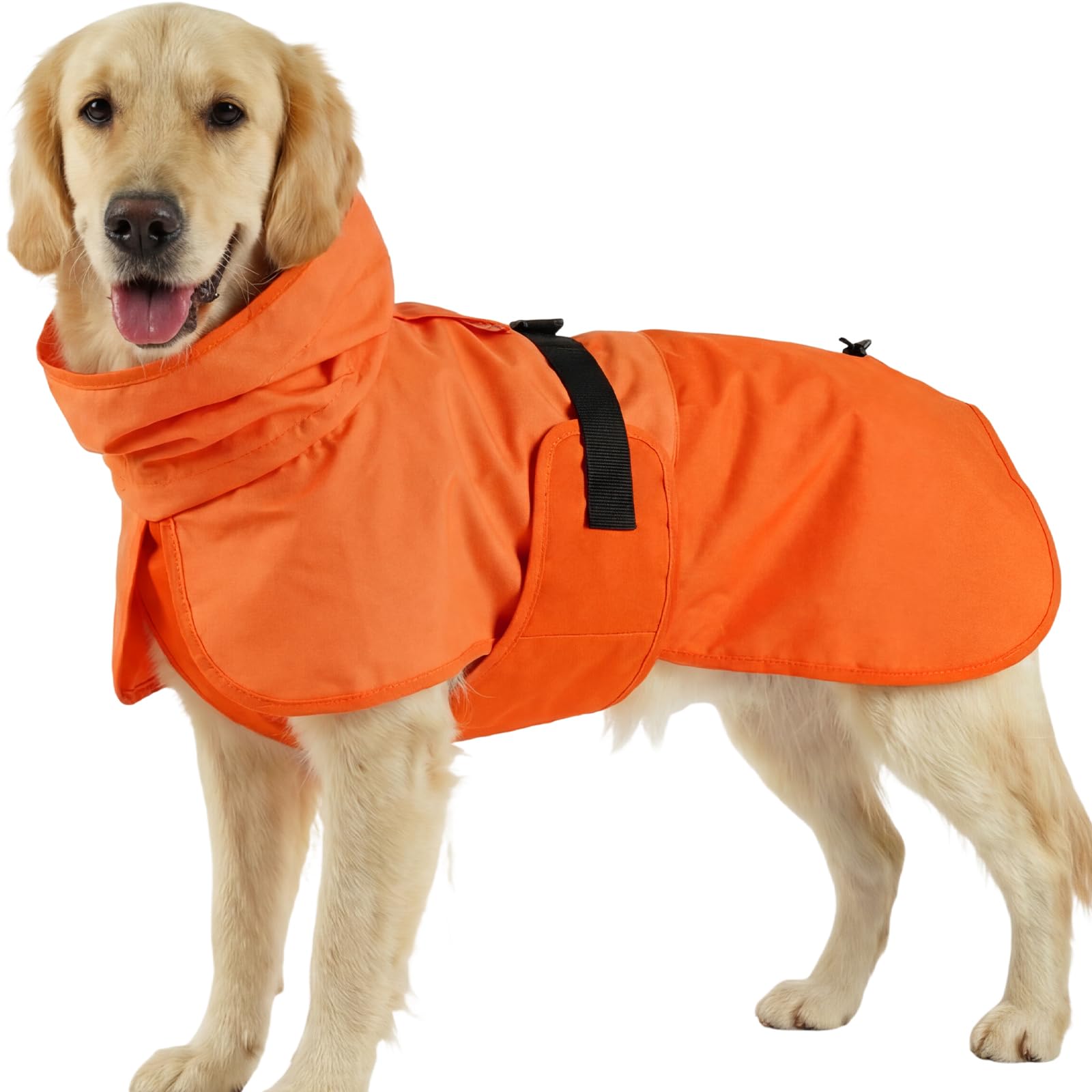 BRKURLEG Hunderegenmantel - wasserdichte Regenjacke mit Kapuze - Orange - XXL