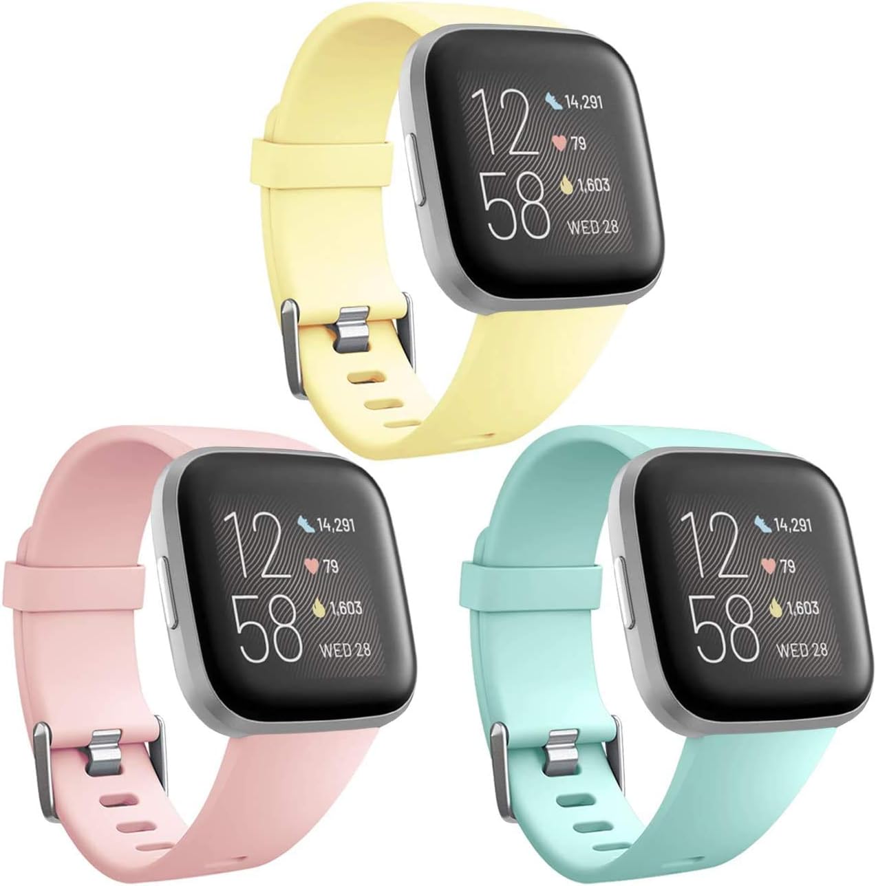 Wepro Bands Compatible with Fitbit Versa/Fitbit Versa 2/Fitbit Versa Lite SE SmartWatch for Women Men, Sports Replacement Wristband Strap for Fitbit Versa Watch, Small, Large