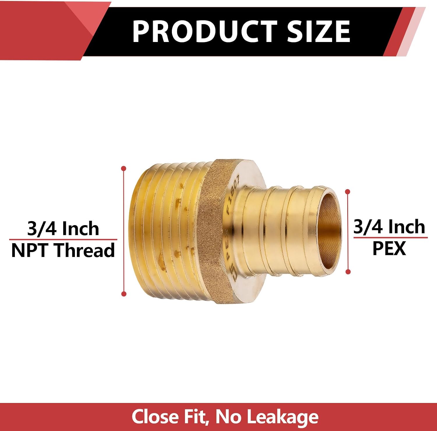 10-Pack EFIELD Barb Crimp Pex 3/4 Inch x 3/4 Inch NPT Male Adapter NPT Brass Fitting, ASTM F1807,(PEX1807021)