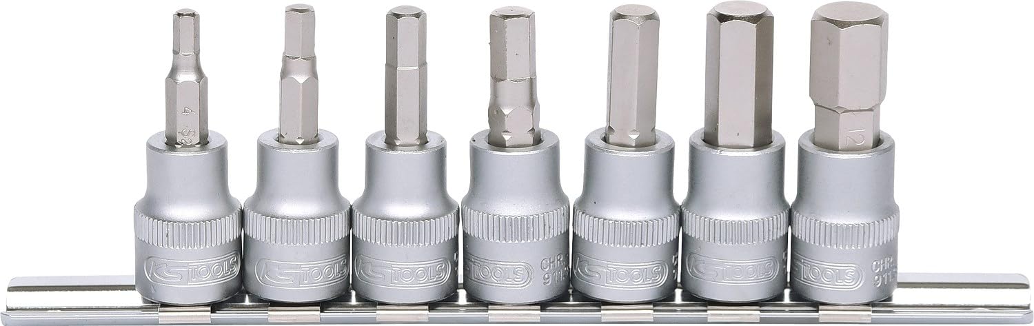 KS Tools 911.3945 3/8"Zestaw gniazd bitów dla srub z lbemwalcowym o gniezdzie 6-katnym7szt.4-12mm