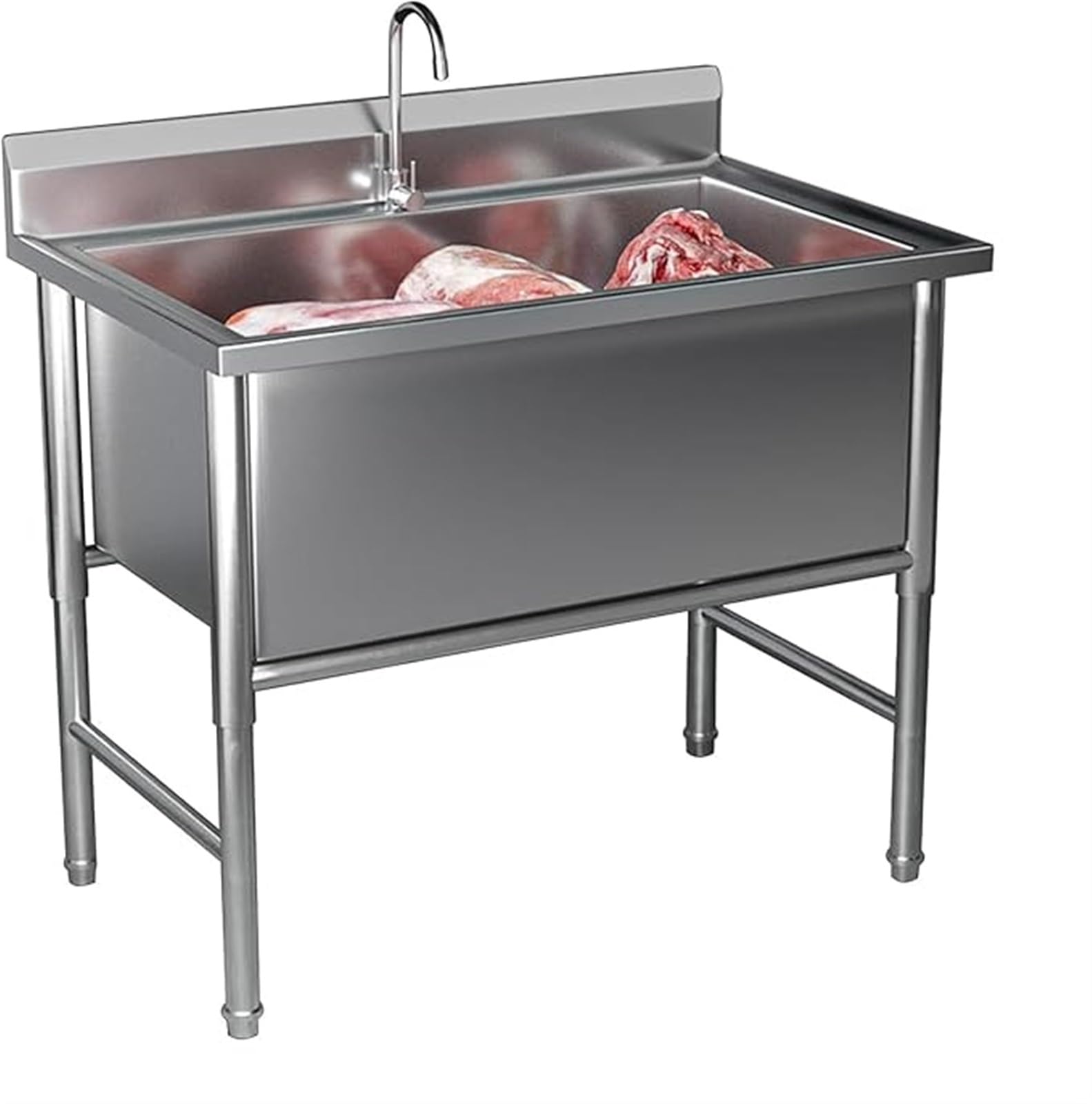 Fregadero Independiente Acero Inoxidable Solo Seno Fregadero Utilitario Comercial For Restaurantes, Con Kit Desagüe Y Grifo for Restaurantes, Lavanderías Y Garajes(80cm)
