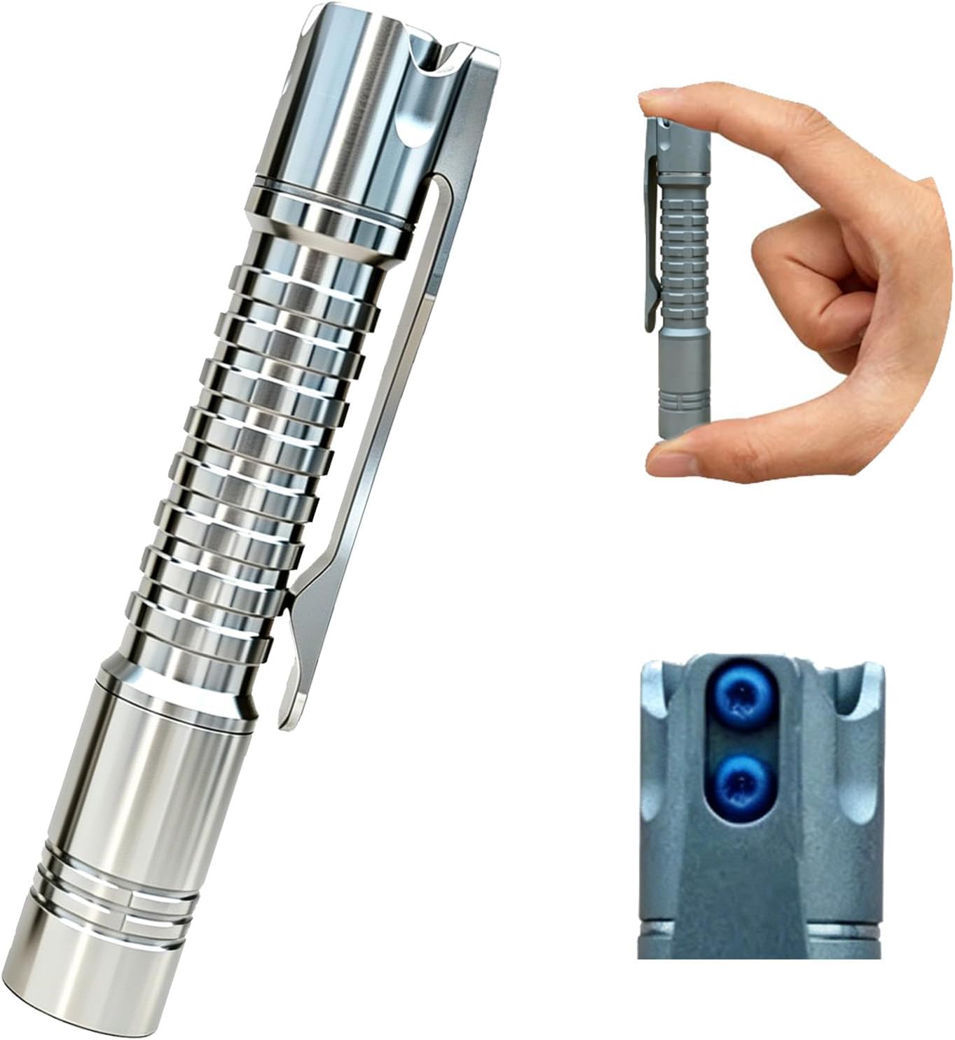 ReyLight Pineapple Mini MK3 Titanium Flashlight, Nichia 519A 4000K LED EDC Pocket Light, 4 Modes, Waterproof Compact Flashlight for Everyday Carry, not Include Batterie (Ti Raw-Frag)