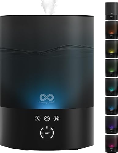 Everlasting Comfort Humidificadores de llenado superior de 2.5 L para dormitorio, silencioso, fácil de llenar y limpiar, tiempo de funcionamiento 24