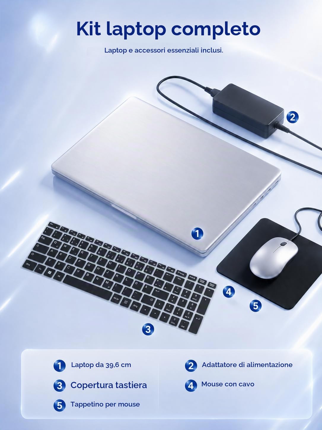 Breoom PC Portatile 15.6" FHD, 8GB DDR4 RAM 256GB SSD Celeron 5205U, Impronta, Tastiera retroilluminata, Webcam, USB 3.0 * 2, Wi-Fi 5, Win 11 Pro Laptop per Studenti