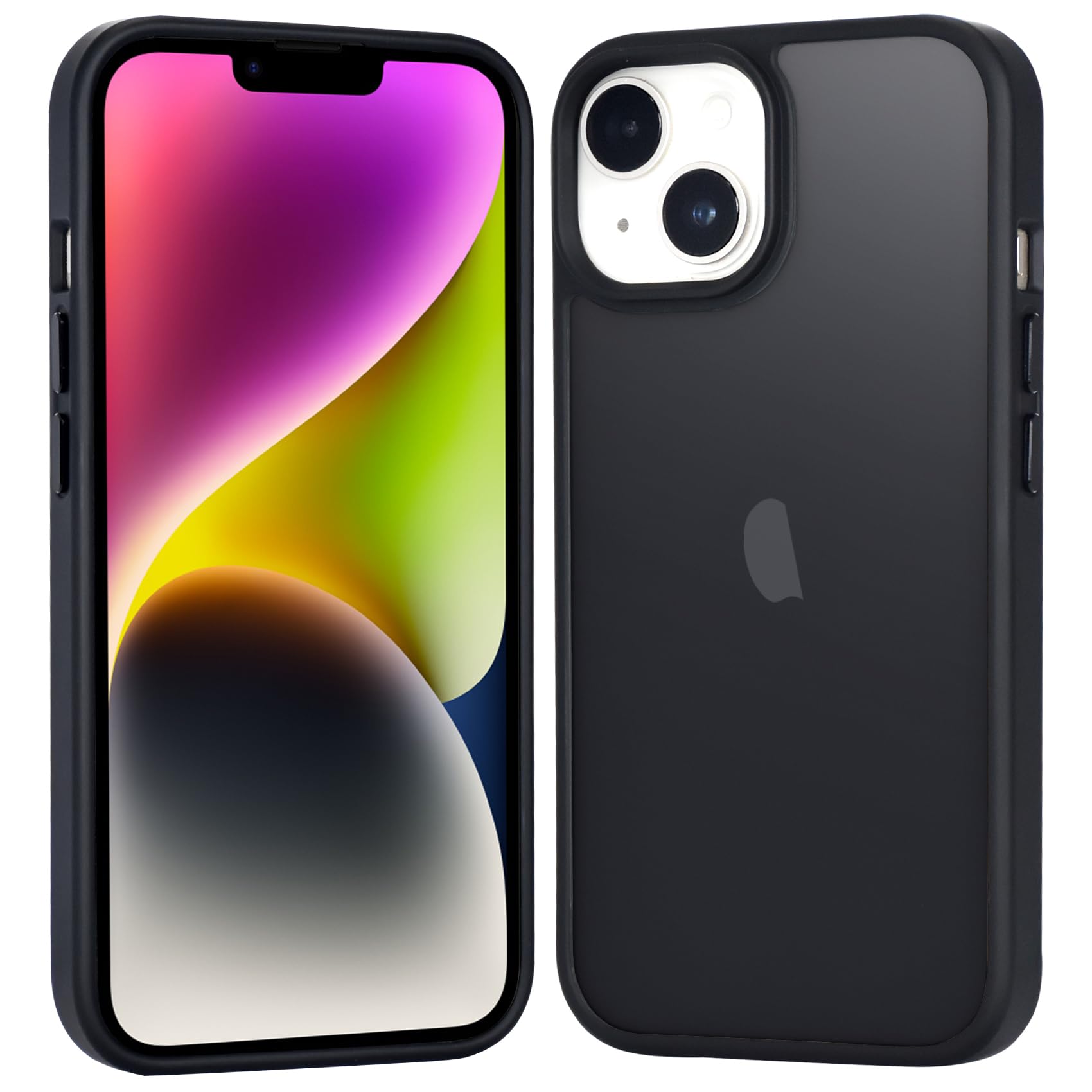 Dengduoduo for iPhone 14 Case Matte, Frosted Translucent Back Anti-Fingerprint Slim Shockproof Drop Protection Phone Cover for iPhone 14 6.1-Inch, Black