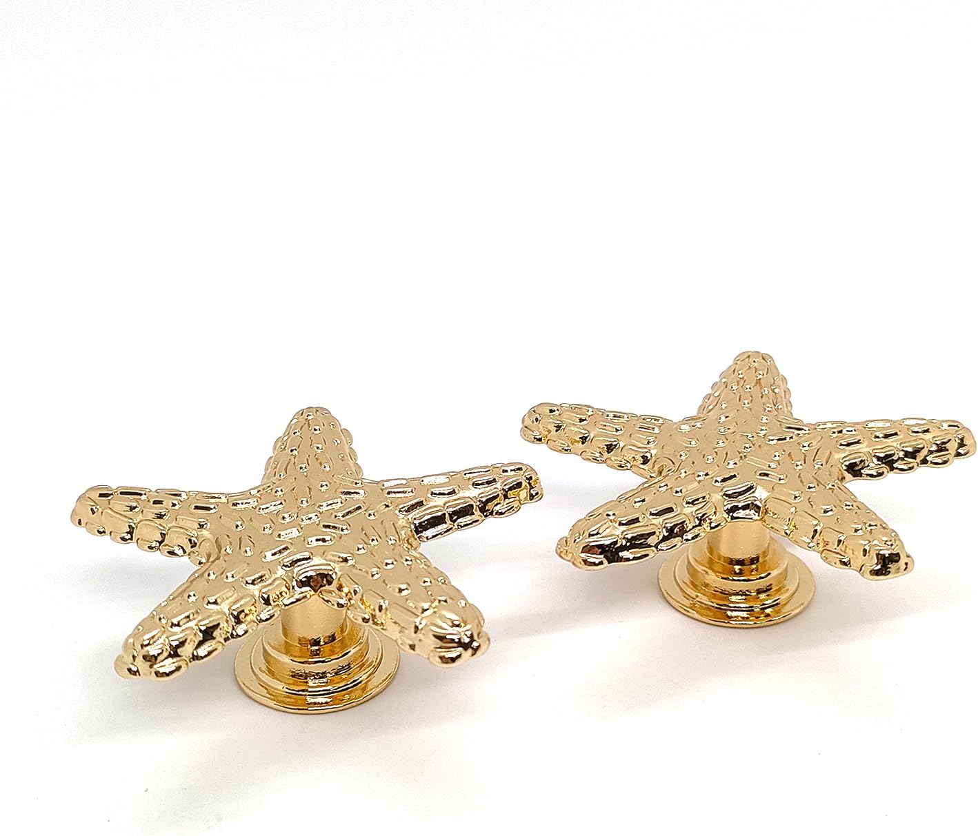 4pcs Starfish Handles - Right Angle Kitchen Cabinet Drawer Knobs (Gold)