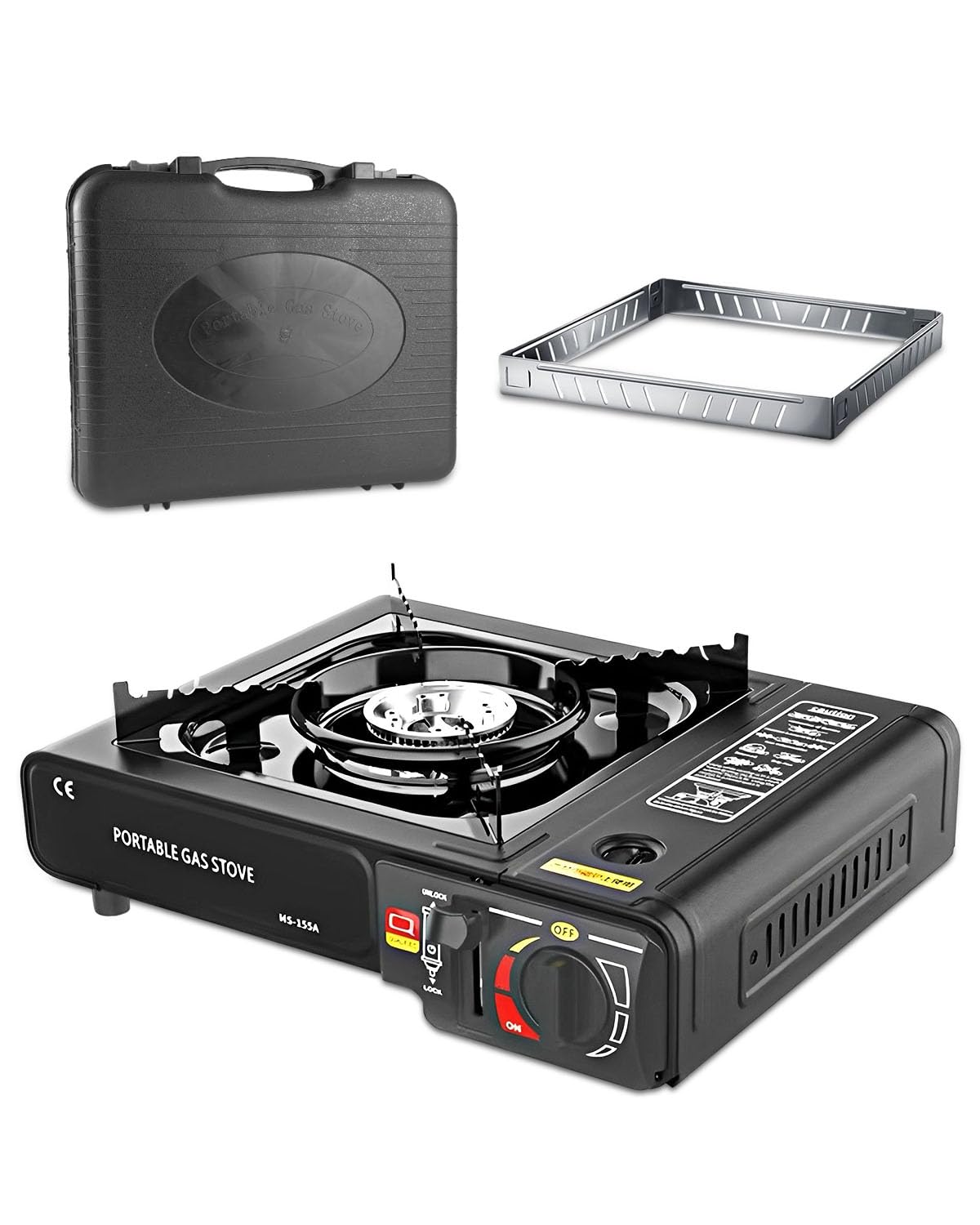 Olutula Windproof Portable Gas Stoves Compact and Durable Camping Stoves with Carry Case, Camping Stove Gas Portable Perfect for Outdoor Cooking and BBQ