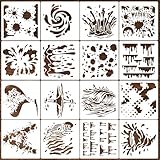 16 Pieces Graffiti Stencils Spray Paint Splatter and Stain Shoe Stencils for DIY Art Painting on Wood, Canvas, Paper, Fabric, Floor, Wall