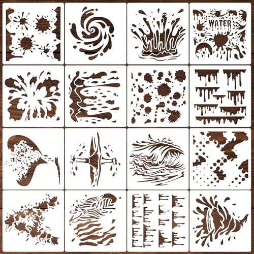 16 plantillas de graffiti para pintura en aerosol, salpicaduras y manchas, plantillas para zapatos, para pintura artística DIY sobre madera, lienzo, papel, tela, suelo, pared