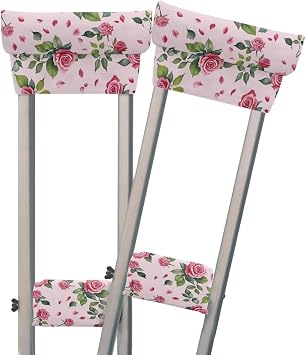 LedBack Pink Roses Underarm Crutch Covers Soft Crutches Padding Replaceable Crutch Accessories Walking Stick Armpit Pad Crutches Hand Grips Soft Comfy Padded