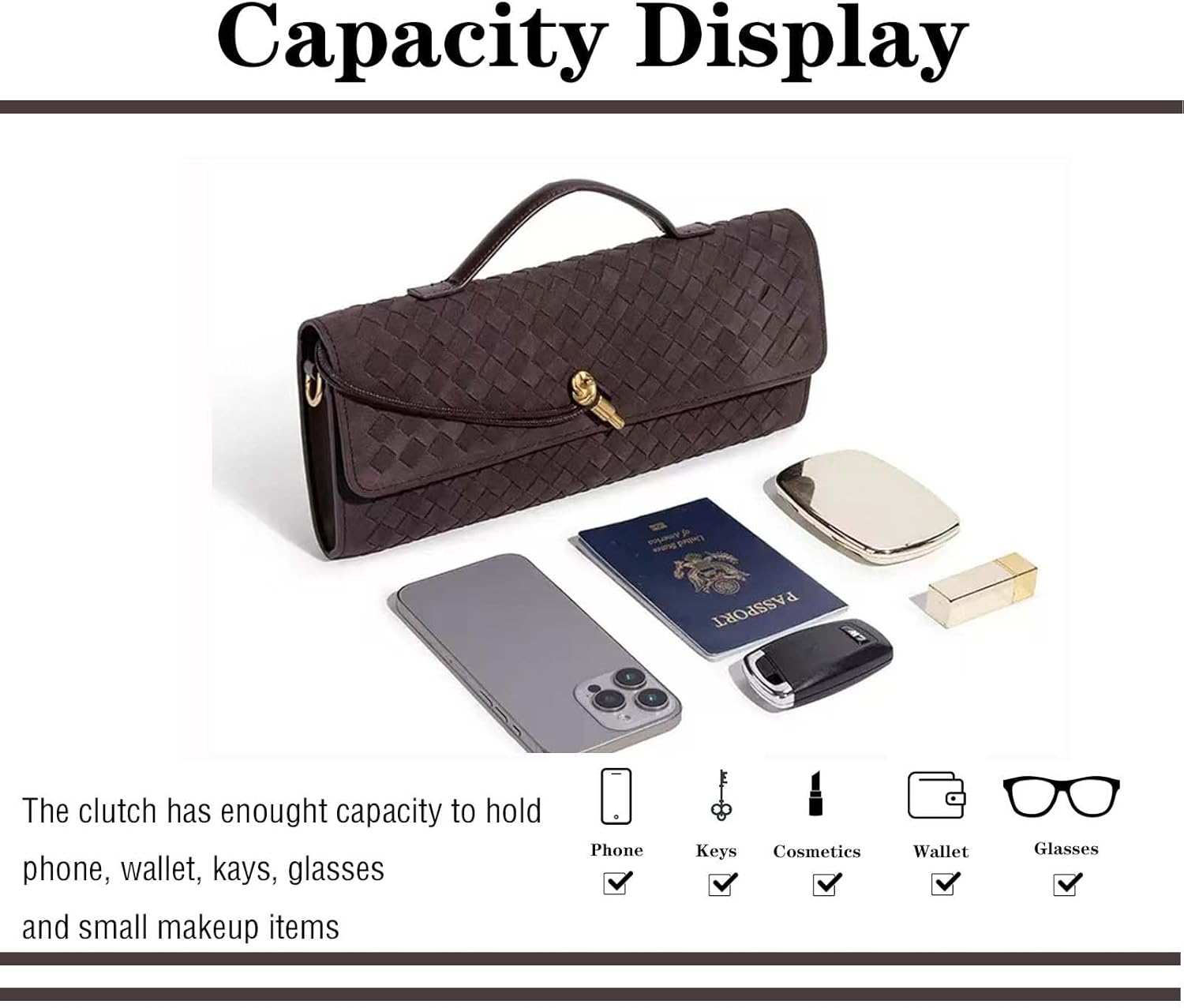 Handmade Woven Evening Bag for Women Casual Clutch Purse Suede Leather Shoulder Handbag Fashion Crossbody Bag - Image 4