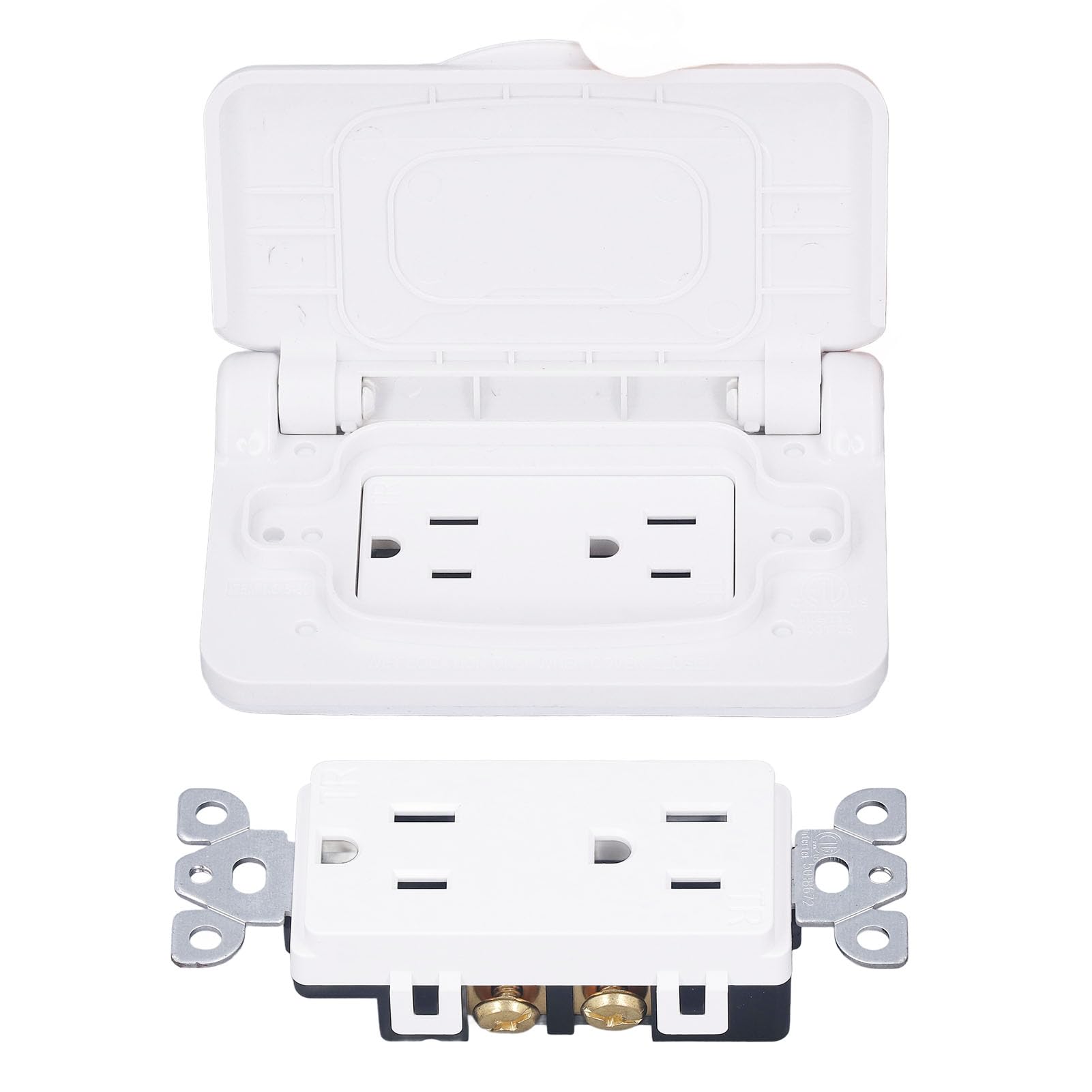 Weatherproof Outlet with Cover US Standard Power Socket Outdoor RV Electrical Receptacle 15A 125VAC
