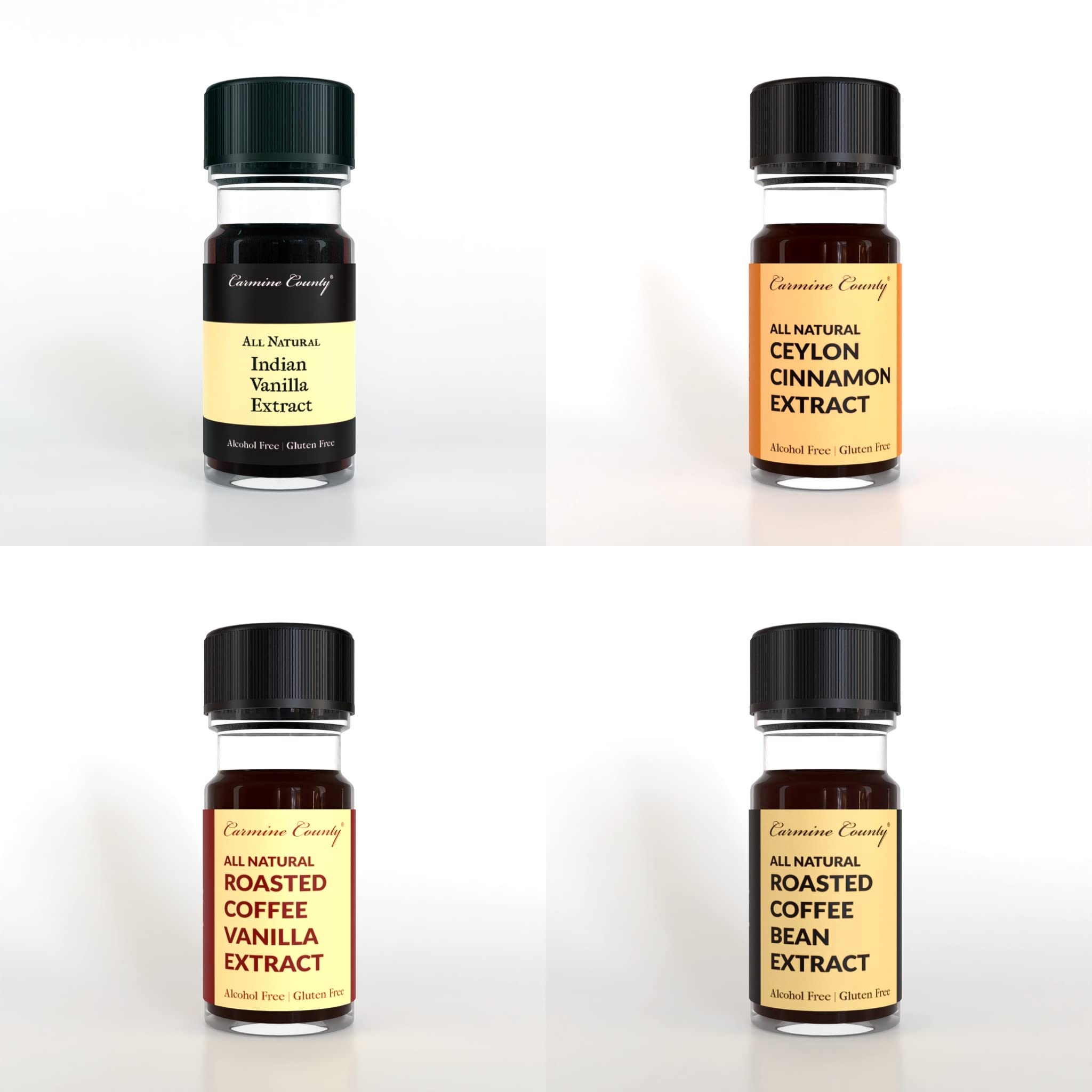 Carmine County Combo of 4 Natural Extracts | Indian Vanilla, Roasted Coffee, Ceylon Cinnamon and Coffee Vanilla Extracts (B09QZSZTLL) Amazon Price History, Amazon Price Tracker