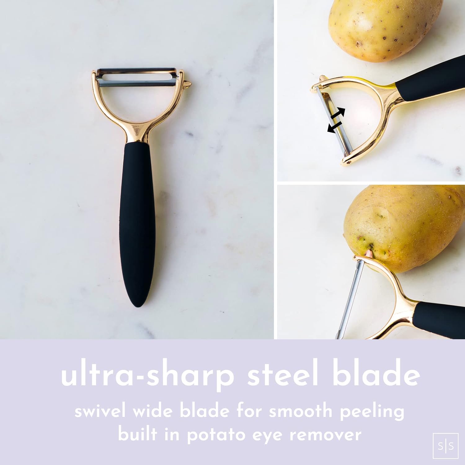 Black and Gold Tool Set- Luxe 8PC Kitchen Gadget Set with Anti-Slip Handles, Gold Utensils Set - Black and Gold Kitchen Accessories Includes Gold Can Opener, Gold Pizza Cutter, Gold Whisk… : Everything Else