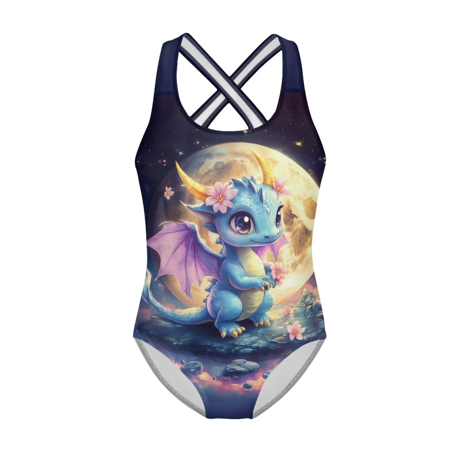 Xpyiqun Swimsuit for Girls One Piece Bathing Suits Size 5-14 Sleeveless Swimwear Cross Shoulder Strap Swimming Wear